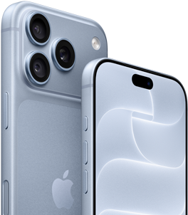 iPhone 18 Pro, цвят глетчер, изглед отпред и отзад, показващ Ceramic Shield, тройка камери