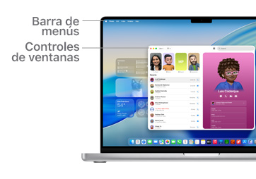 Un recorrido por la navegación de macOS, como la barra de menús en la parte superior de la pantalla de la MacBook y el Dock.