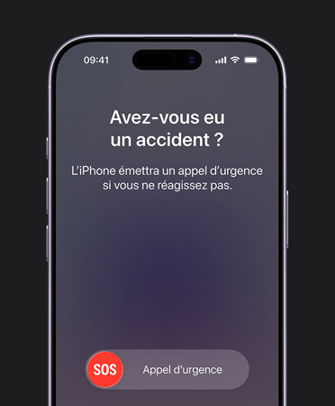 iPhone 17, face avant, angles arrondis, fonctionnalité détection des accidents en cours d’utilisation