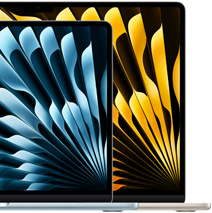 Dva prijenosnika MacBook Air prikazuju relativne veličine zaslona: 13,6 inča i 15,3 inča, mjereno po dijagonali