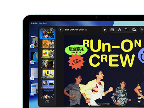 Presentasi keynote yang ditampilkan di iPad.