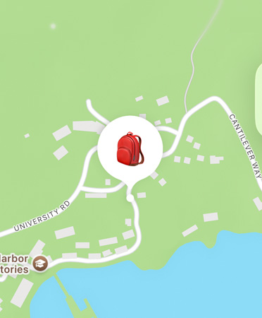 Find My funkcija ar satelītu darbībā, rādot cilvēka atrašanās vietu kalnos
