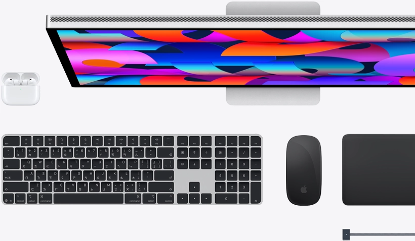 Mac 配件：AirPods、Studio Display、巧控鍵盤、巧控滑鼠、巧控板、MagSafe 充電連接線