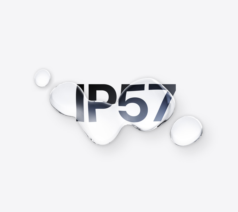 Wassertropfen, Text lautet: IP57