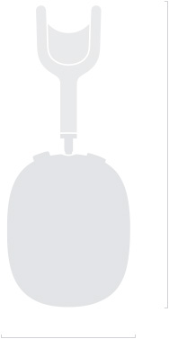 Illustratie van silhouet van AirPods Max 2, zijkant, 83,4 mm diep en 187,3 mm hoog