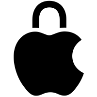 Privacy icon, Apple with an integrated padlock, black colour