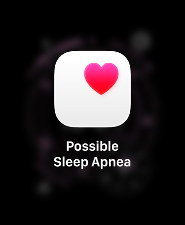 Possible sleep apnoea notification, pink heart in white box