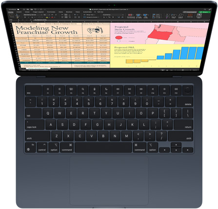 Microsoft Excel otevřený na MacBooku Air