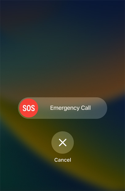 An iPhone screen displaying SOS Emergency Call.