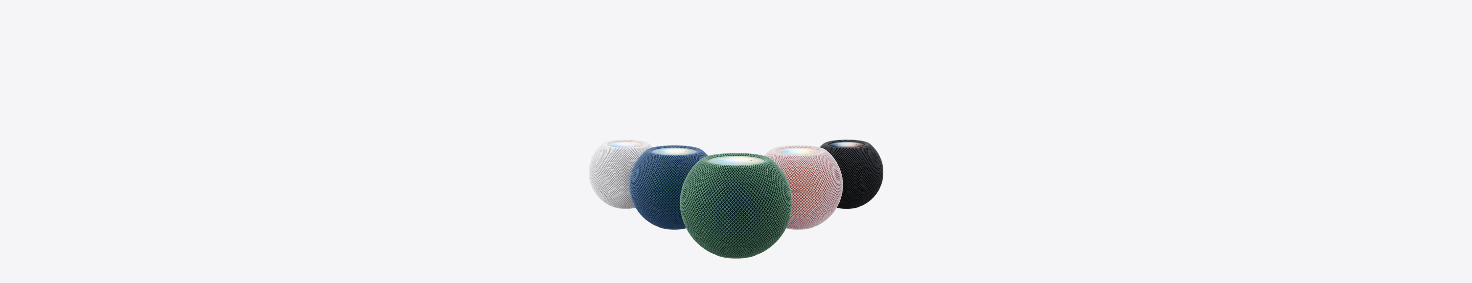 HomePod mini 2の全5色：ホワイト、ピンク、グリーン、ブルー、ミッドナイト