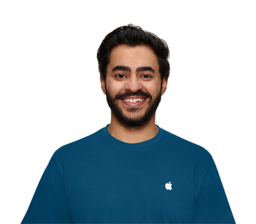 Apple Specialist wearing a shirt with the Apple logo